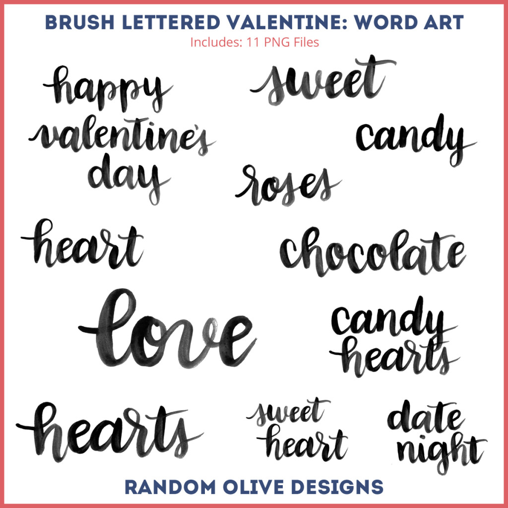 Brush Lettered Valentine - shop.randomolive.com